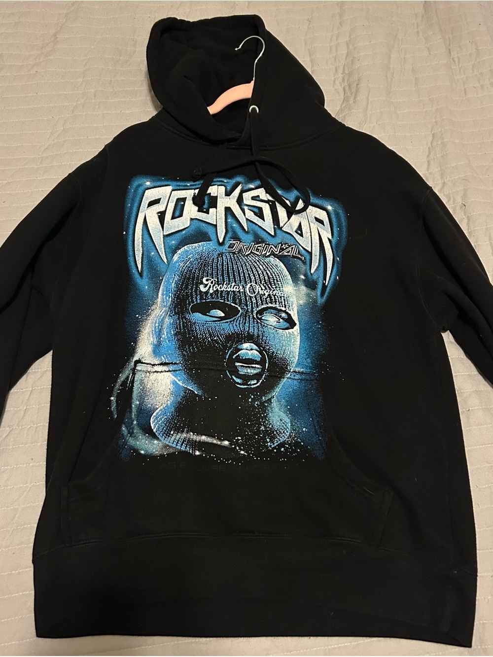 Rockstar Original Black Graphic Hoodie with Blue Artwork